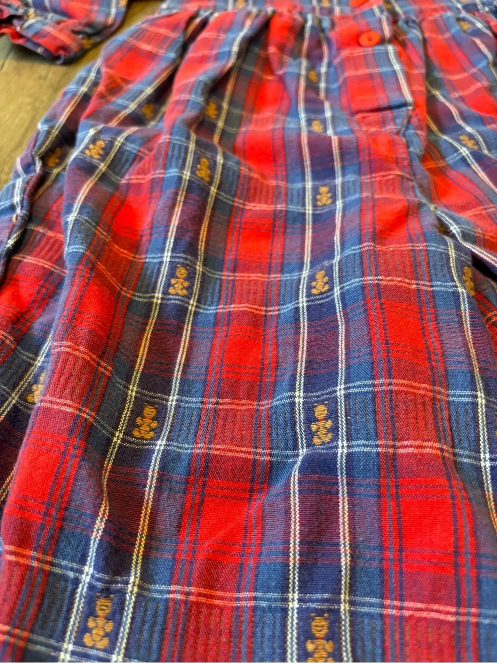 Vintage Oshkosh B’Gosh Baby B’Gosh Teddy Bear Romper Bubble Plaid Collar 24M